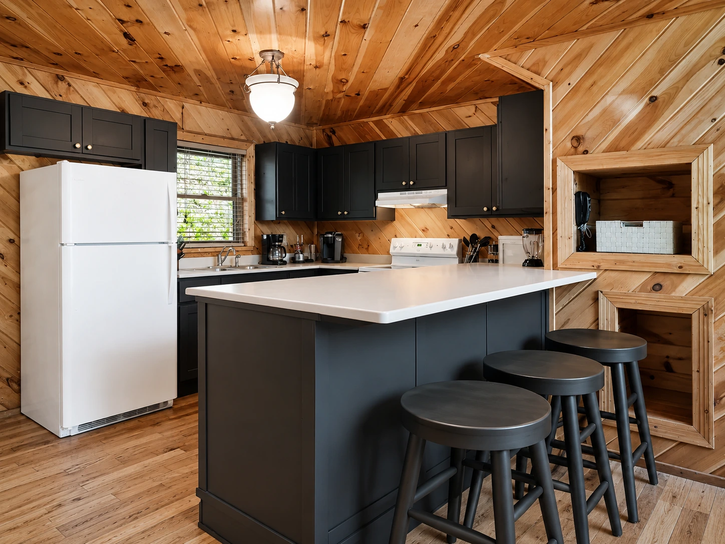 Additional kitchen preparation and storage space